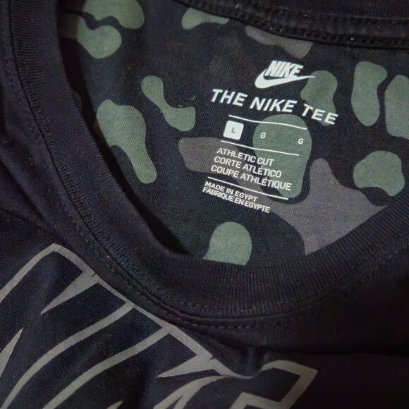 Nike Air Force 1 Long Sleeve ALT Camo curved hem sides Tall T Shirt Mens large - Picture 3 of 12